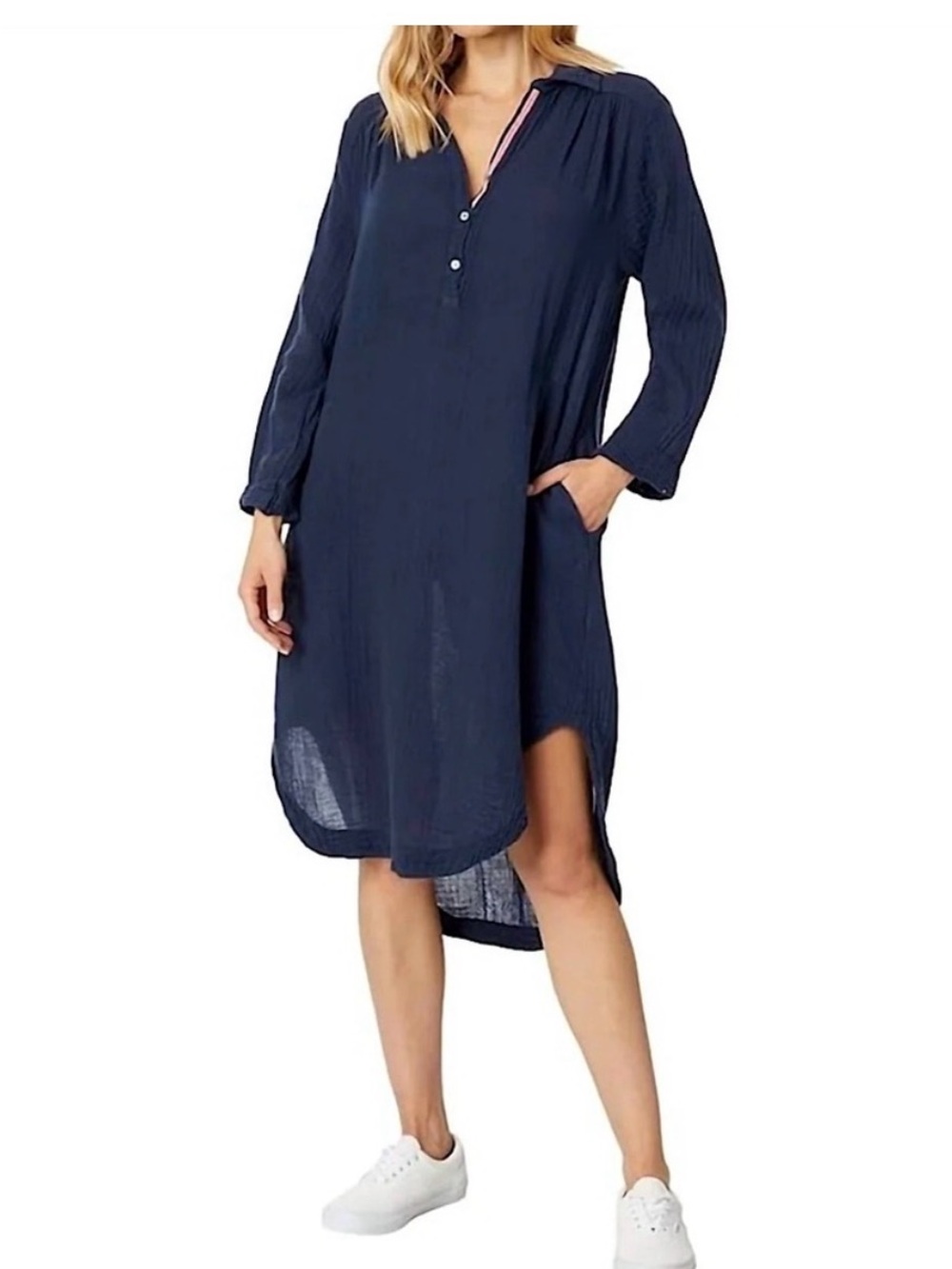 SUNDRY Long Sleeve Shirt Tail Dress